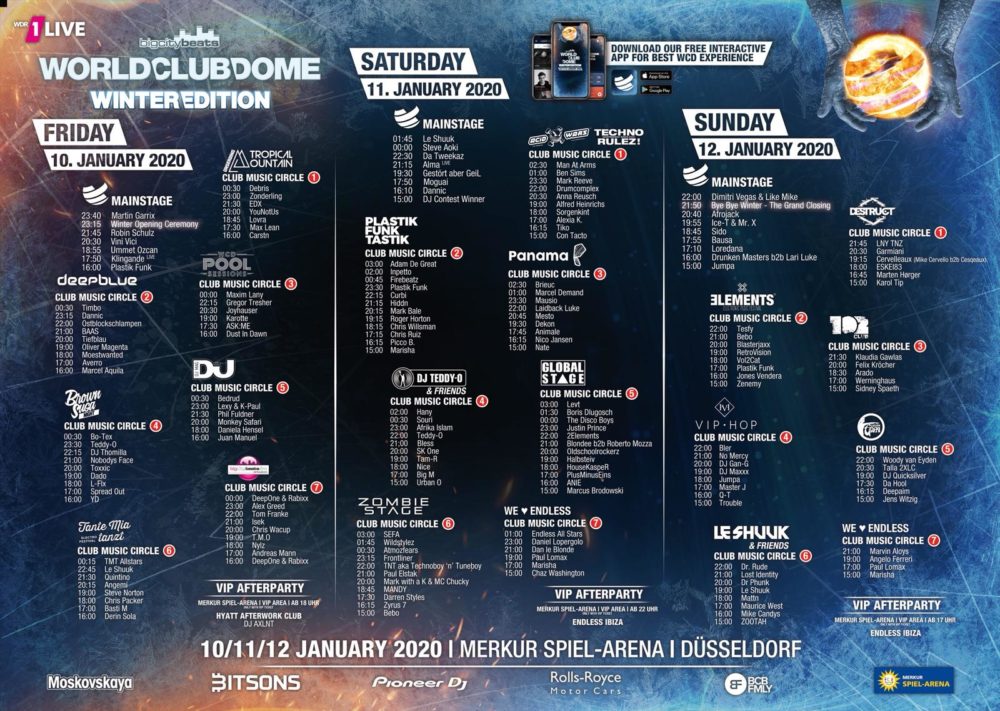 BigCityBeats WORLD CLUB DOME Winter Edition hier ist der Timetable