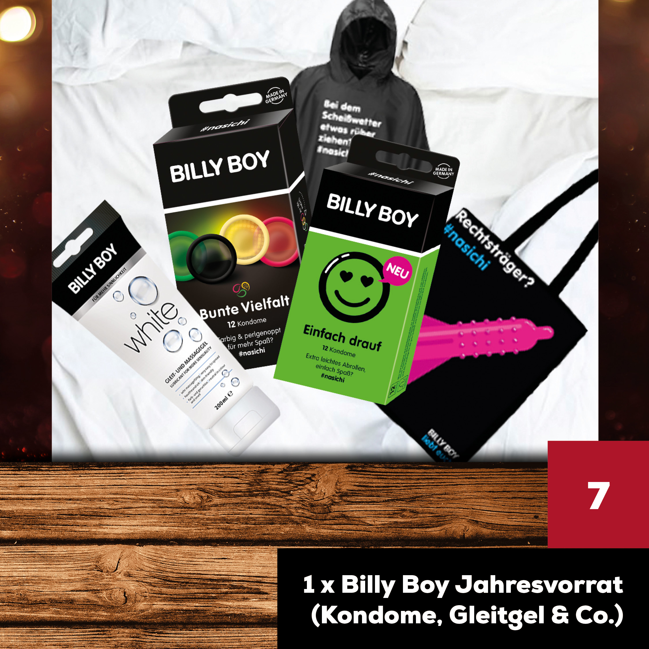 FAZEmag-Adventskalender  Tag 7: 1 x Billy Boy Jahresvorrat (Kondome,  Gleitgel & Co)